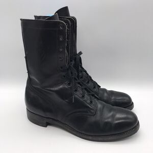 Vintage Addison Shoe Company Black Combat Boots Women's size 10A Leather Lace Up